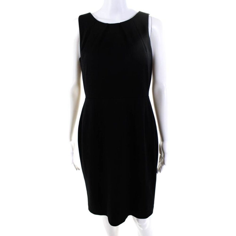 Tahari Womens Solid Lined Sleeveless Pleated Sheath Dress Black Size 6